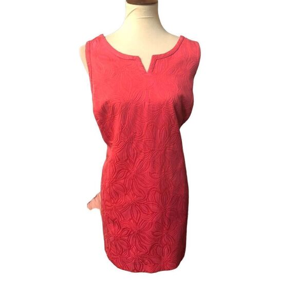 Talbots sheath pink and coral floral type print jacquard fully lined dress - Picture 2 of 11